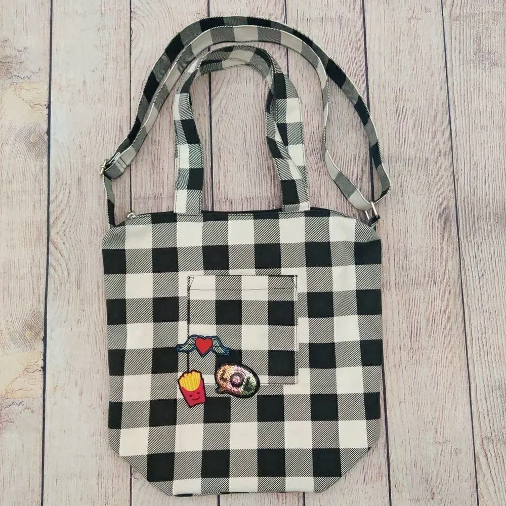 Steve Madden black/white plaid canvas bag